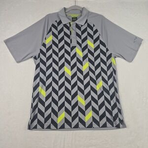Shark by Greg Norman for Tasso Elba Gray &‎ Lime Green Polo Size Large Snaps